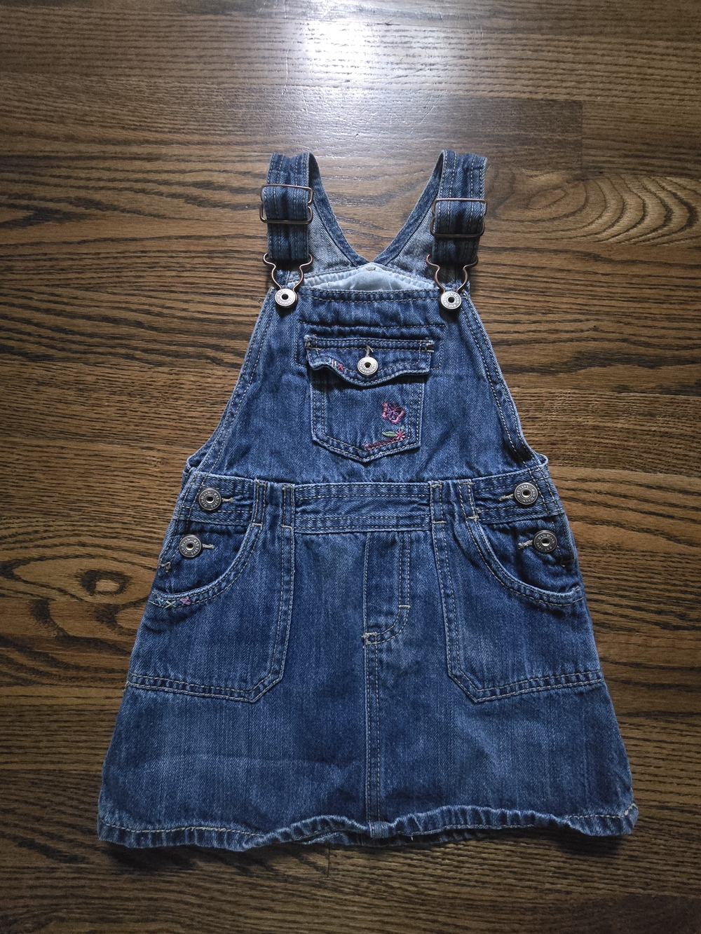 Vintage OshKosh B'gosh Denim Blue Girls' Overall Dress Size 3T